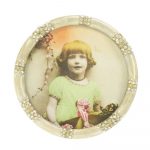 Porte photo rond émail gris