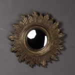 Miroir convexe soleil doré antique